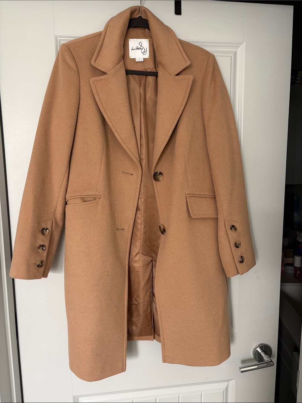 Sam Edelman Camel Wool-Blend Pea Coat
